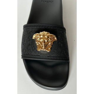 Versace Gold Medusa Head Slides Sandals Black 10 US (40 Eu) IT NIB $450 1004190