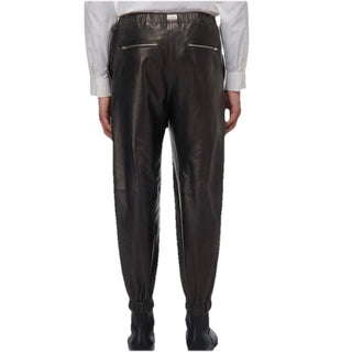 New $4700 Gucci Men Leather Jogging Pants Black Size 50 Eu/34 US 738235
