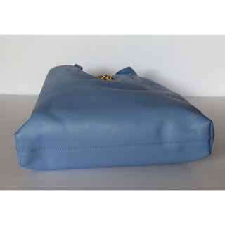 Versace La Medusa Leather Tote Bag Blue with Gold Medusa 1020004 1A14675 NWT