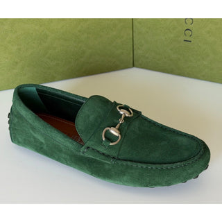 Gucci Mens Suede Horsebit Driver Loafers Shoes Green 7.5 US (7 Gucci) 765859 NIB