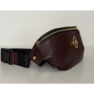 Versace Medusa Head Grainy Calf Leather Belt Bag Burgundy 1002884 IT NWT $1100