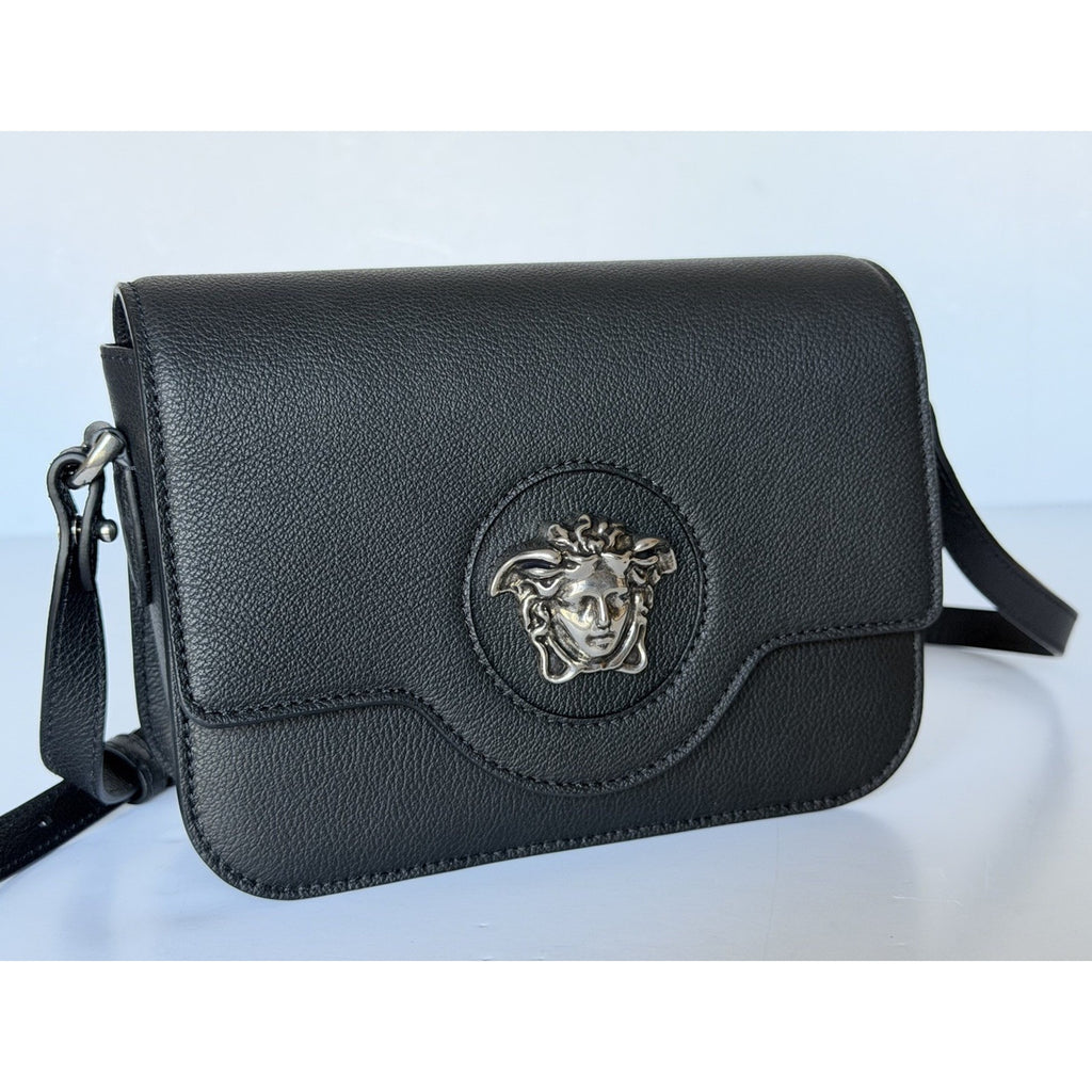 Versace Gold Medusa Head Leather Black Small Shoulder Bag 1008100 NWT $1750
