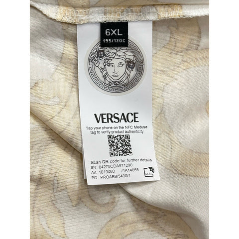 Versace Baroque Cotton Jersey T-Shirt White/Gold 6XL 1019460 NWT
