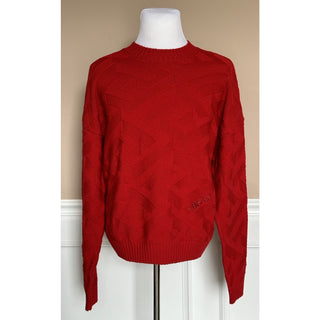 Versace Greca Knit Wool Sweater Red 58 (3XL) Made in Italy 1008473 NWTWD $1175