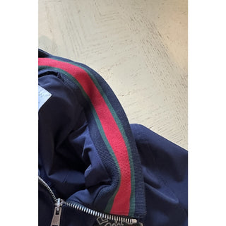 New $2580 Gucci Men Iconic Bomber Jacket Coat DK Blue 48 Eu/M 343935