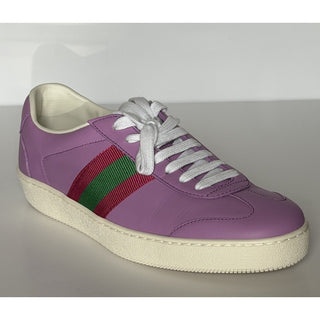 Gucci Women’s Web Leather Sneakers Wisteria Purple Pink 7.5 US (37.5) 858533 NIB