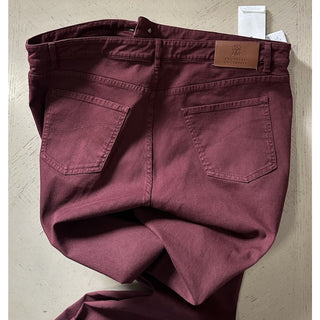 Brunello Cucinelli Men Traditional Fit Jeans Pants Burgundy 40 US/56 Eu New $750