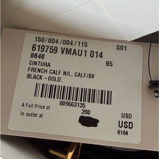 Bottega Veneta Triangle Leather Slim Black Belt 85/34 619759 NWT $390
