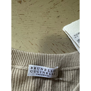 New $1995 Brunello Cucinelli Ribbed Cashmere Crop Sweater Vest LT Brown XL