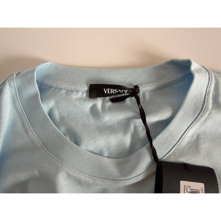 Versace Men’s Logo Compact Cotton Jersey T-Shirt Pastel Blue XL 1013302 NWT $750