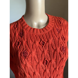 Loro Piana Women Valencia Cabled Cotton Sweater Orange Size XS Italy New $3350
