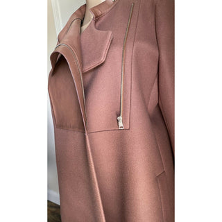 $5850 Gucci Women Wool/Leather Overcoat Coat Pink Size 12 US/46 It Italy