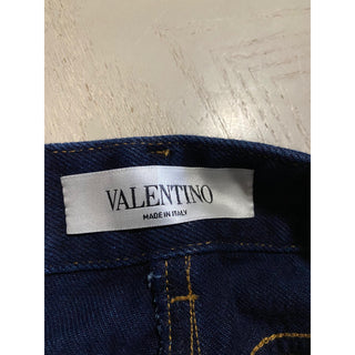 New $1200 Valentino Women's Crop Denim Flare Jeans Pants Blue 32 Italy