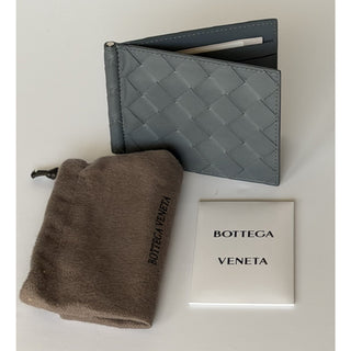 Bottega Intrecciato Veneta Leather Gray Wallet with Money Clip 592626 NWT $600