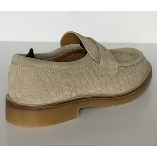 Gucci Mens GG Monogram Suede Loafers Shoes Oatmeal 10 US (9.5 Gucci) 831289 NIB