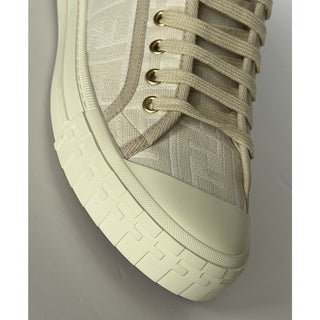 Fendi Domino FF Jacquard Sneakers Ivory Taupe 8 US (7 Fendi) IT 7E1553 NIB $770
