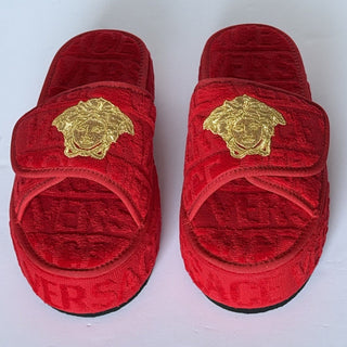 Versace Medusa Platform Slide Slippers Red Gold Women 9 US (39 Eu) ZSL00003 NIB