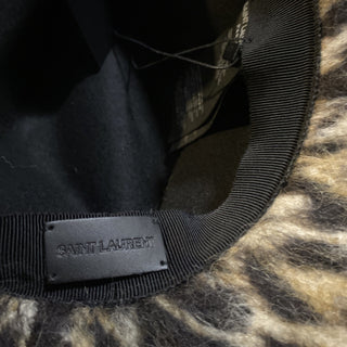 NWT Saint Laurent Womens Fedora Hat Beige/Black Size S Italy