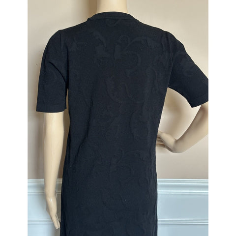 Versace Barocco All Over Print Knit Stretch Black Dress 42 Euro 1008137 NWT