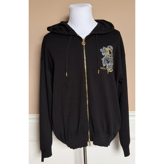 Versace Embroidered Wool/Silk Black Jacket with Hoodie 44 US (54) 1014506 NWT