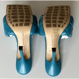 NWT $1500 Bottega Veneta Lido Intrecciato Leather Mules Vintage Blue 7 US 608854