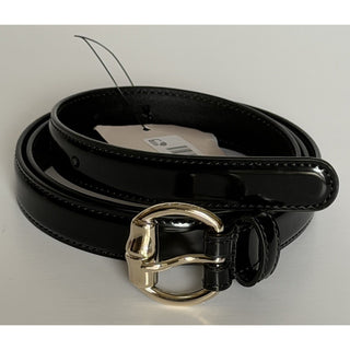 Gucci Metal Bamboo Detail Buckle Women's Black Leather Belt 95/38 IT 828330 NWT