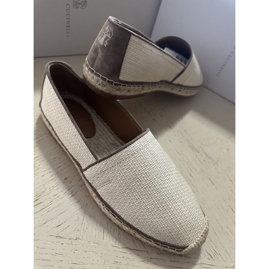 NIB Brunello Cucinelli Men Raffia Espadrille Loafers Shoes Off White 9 US/42 EU