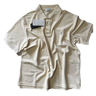 NWT Saint Laurent Men Short Sleeve YSL Print Polo Shirt light Yellow Size L