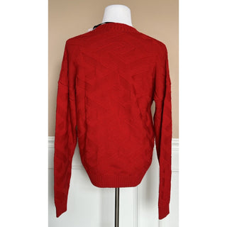 Versace Greca Knit Wool Sweater Red 58 (3XL) Made in Italy 1008473 NWTWD $1175