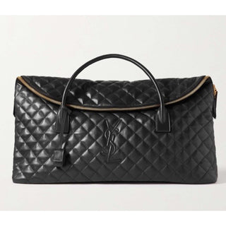 New $4900 Saint Laurent YSL Print TRAVEL BAG IN QUILTED LEATHER Black 736009