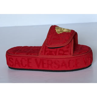Versace Medusa Platform Slide Slippers Red Gold Women 9 US (39 Eu) ZSL00003 NIB