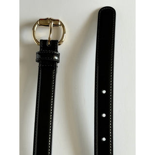 Gucci Metal Bamboo Detail Buckle Women's Black Leather Belt 95/38 IT 828330 NWT