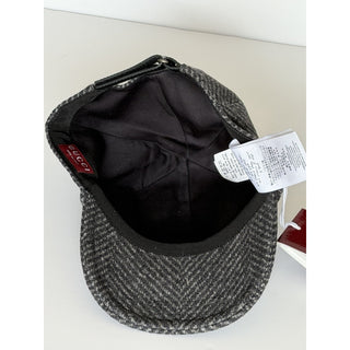 Gucci Herringbone Wool/Silk Baseball Hat Charcoal Logo Cap Size Large 817497 NWT
