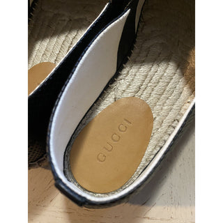 New Gucci Men Leather Espadrille Shoes Black 8 US/7 UK