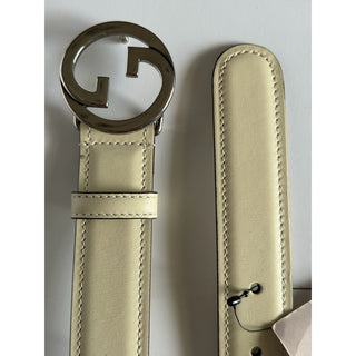 Gucci Men’s Mystic White Calf Leather Belt 105/42 Italy 734771 NWT