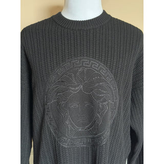 Versace Medusa Embroidered Knit Sweater Black 54 US (64 Eu) 1018402 IT NWT $1620