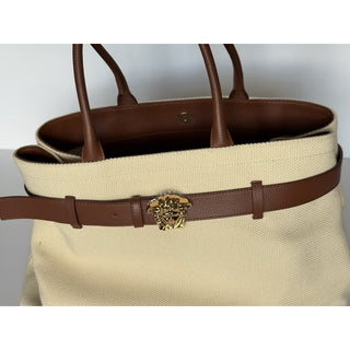Versace Medusa Top Handle Large Tote Canvas/Leather Beige Bag 1022470 IT NWT