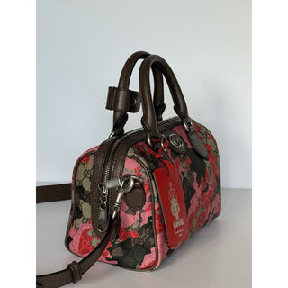 Gucci GG Small Boston Duffle Bag Pink/Red/Brown Camo Shoulder Bag 854860 NWT