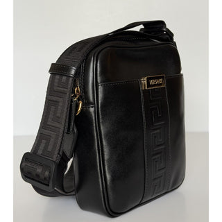Versace Greek Key Avenue Black Vertical Crossbody Leather Bag 1020736 NWT $1350