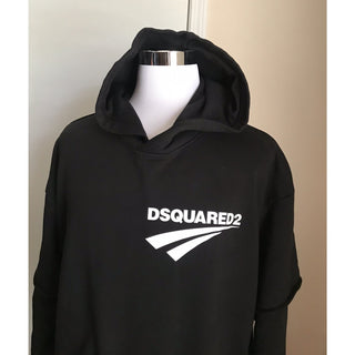 NWT $580 Dsquared2 Mens Oversized pullover Hoodie Sweater Black Size S Italy