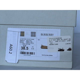 Burberry Baby Check Knit Ballet Flats Sand Beige 8.5 US 38.5 IT 8099057 NWT $655