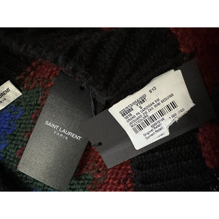Saint Laurent Men cardigan in zig zag jacquard Black/Red/Multi S New $1550