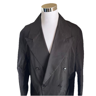 New $4900 Saint Laurent Men long coat in silk taffeta Trench Coat Black 50 Eu/40