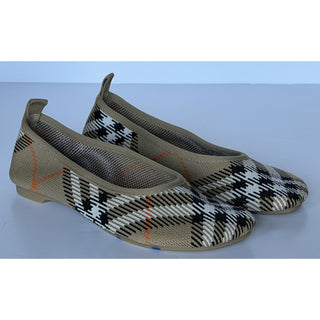 Burberry Baby Check Knit Ballet Flats Sand Beige 8.5 US 38.5 IT 8099057 NWT $655