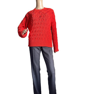 Loro Piana Women Valencia Cabled Cotton Sweater Orange Size XS Italy New $3350
