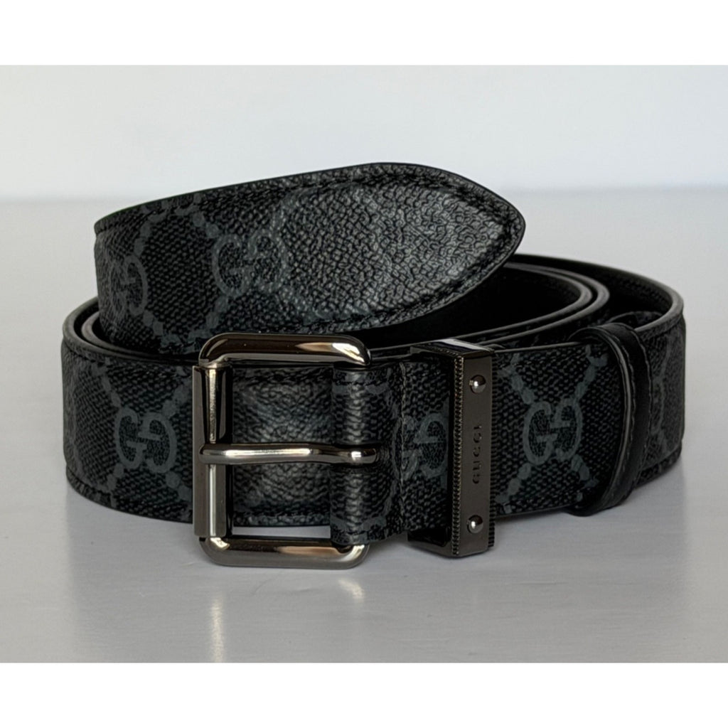 Gucci Men’s GG Emblem Belt Black Square Buckle 100/40 822150 Italy NIB