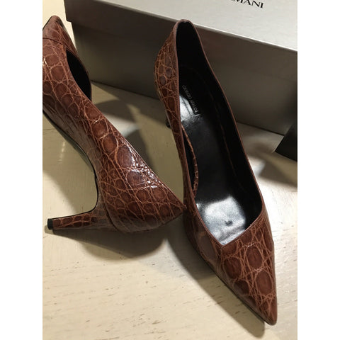 NIB $2995 Giorgio Armani Women Caiman Leather Shoes Burgundy 9 US ( 39 Eu )