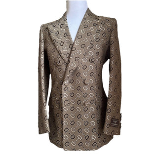 NWT $4800 Gucci Men MACRO HORSEBIT ALL OVER Jacket Blazer Beige/Brown 36 US/46 E