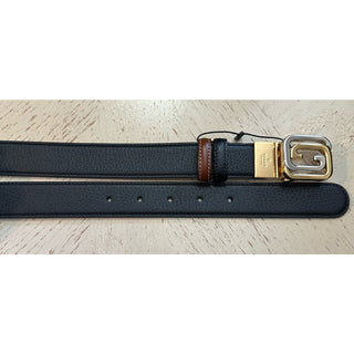New Gucci Men Leather Reversible belt GG Buckle Black/Brown 115/46 715603