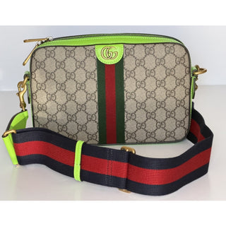 Gucci Ophidia GG Small Crossbody Bag Beige/Ebony /Neon Green 699439 NWT